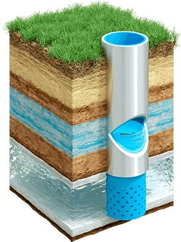 Изображение артезианской скважины на известняк